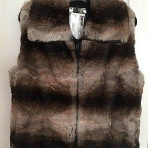 MAXIMILIAN Genuine Fur Dyed Rabbit Vest, Wing Collar, w/Zipper, Size 8-10